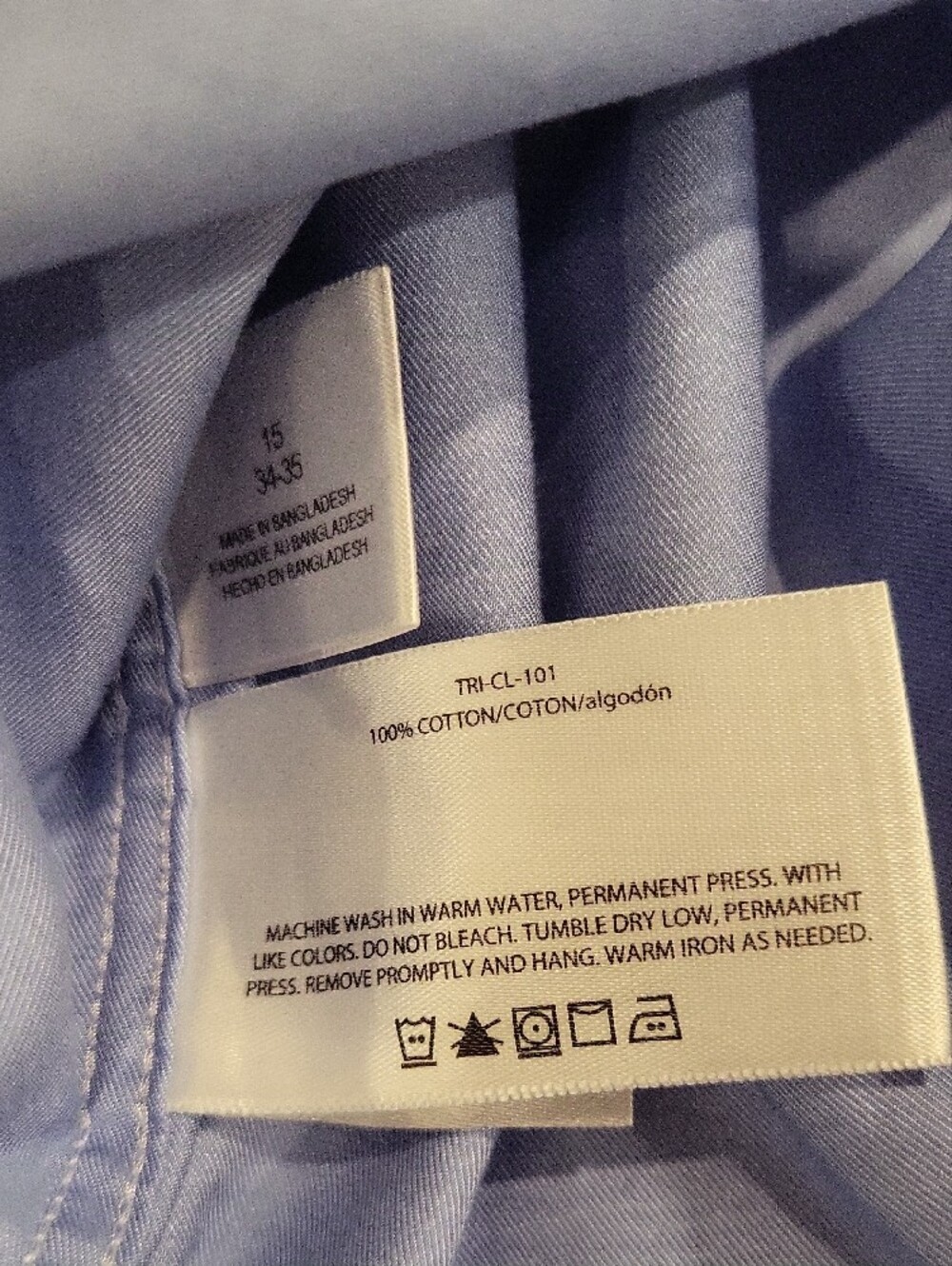 Haggar Men's Pale Blue Dress Shirt - Long Sleeve Point Collar - Picture 10 of 10